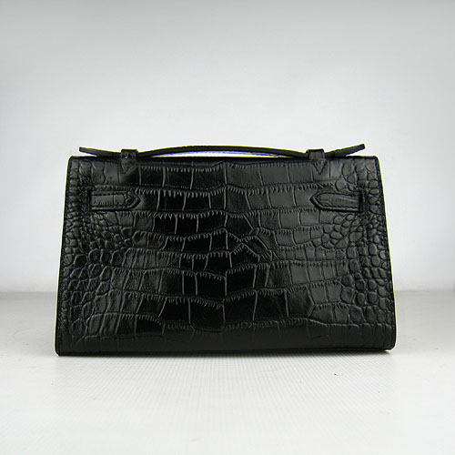 AAA Hermes Kelly 22 CM France Veins Leather Handbag Black H008 On Sale - Click Image to Close